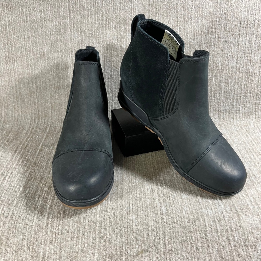 SOREL Evie Women US 8 EU 39 Lug Sole Wedge Pull-On Suede Heel Booties NL3816-010
